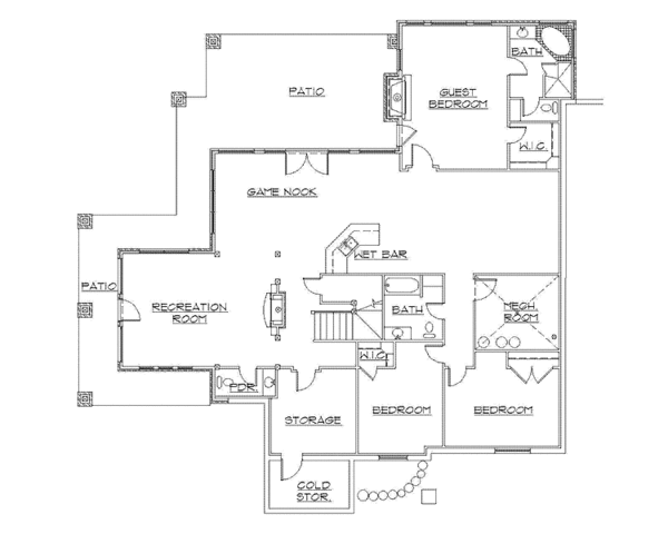 Architectural House Design - Craftsman Floor Plan - Lower Floor Plan #945-70