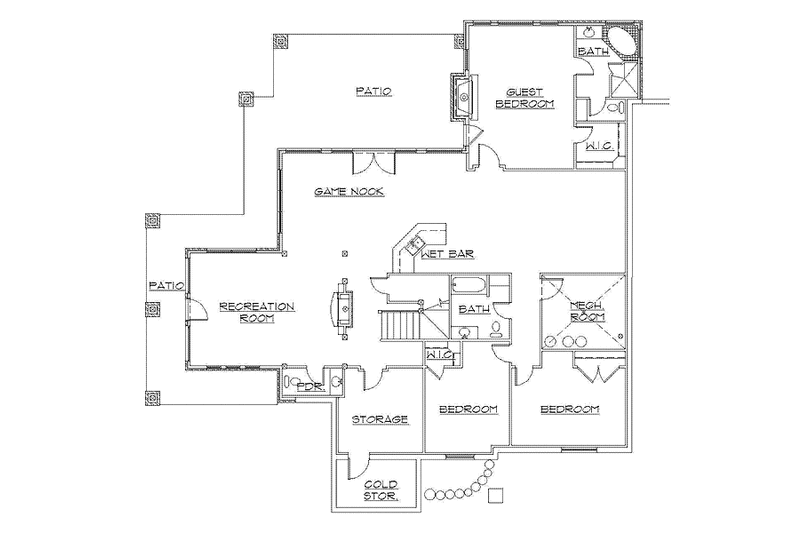 Home Plan - Floor Plan - Lower Floor for Craftsman House Plan #945-70 - 3 bed, 3.5 bath