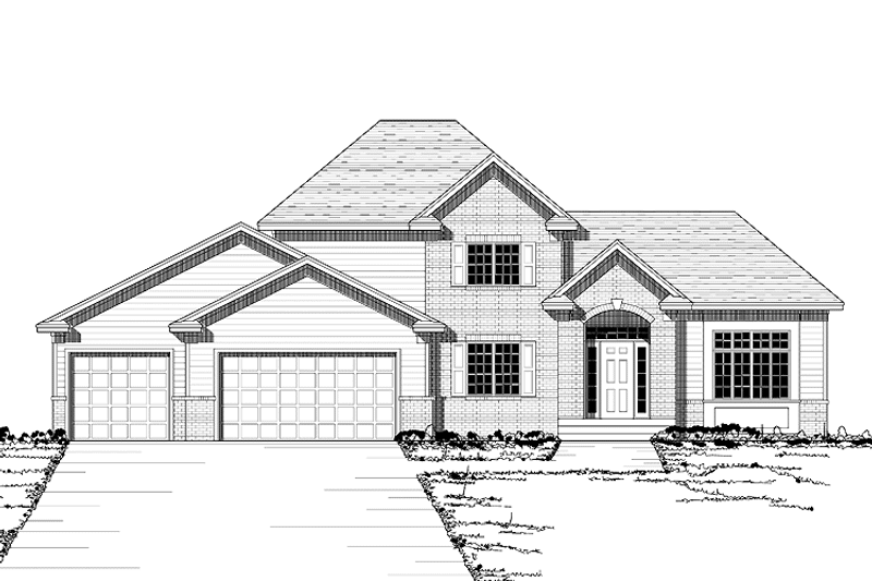 House Blueprint - Exterior - Front Elevation 3 for European House Plan #51-620 - 3 bed, 2.5 bath