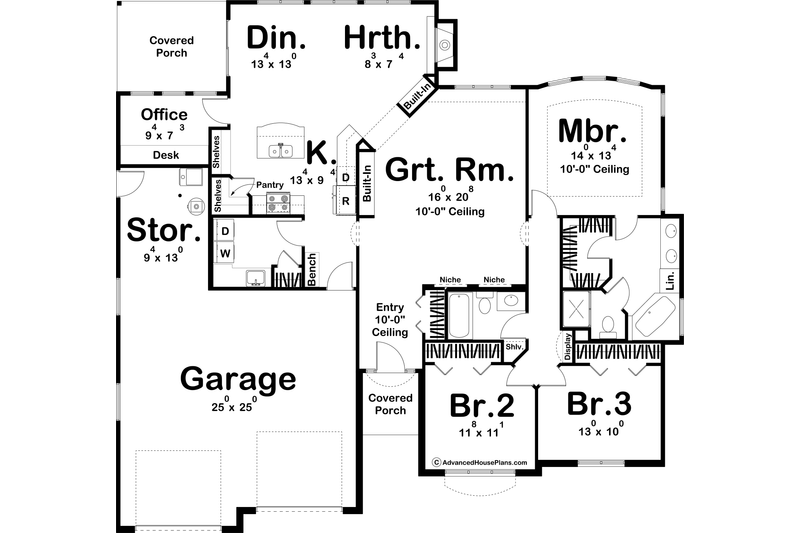 Architectural House Design - Floor Plan - Main Floor for Traditional House Plan #455-121 - 3 bed, 2 bath