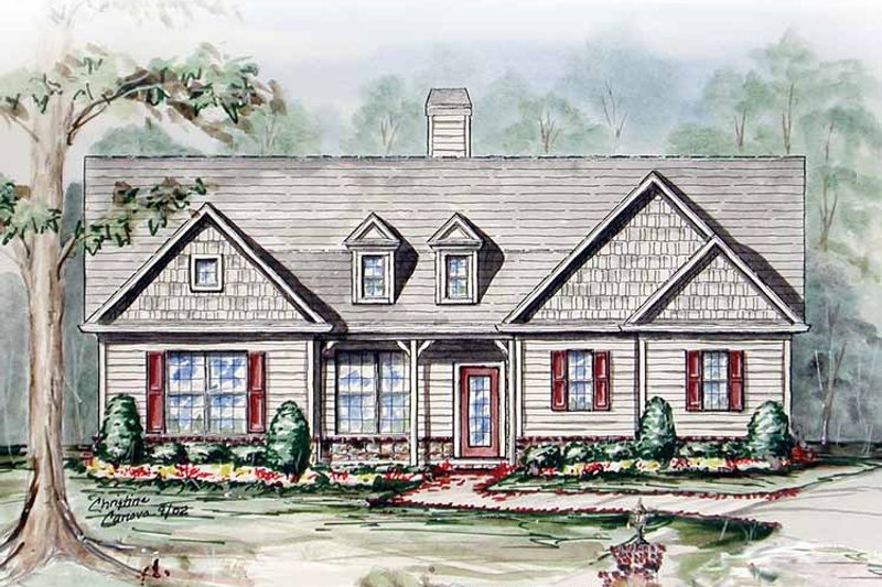 Dream House Plan - Exterior - Front Elevation 3 for Country House Plan #54-236 - 3 bed, 2 bath