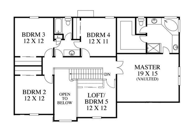 Architectural House Design - Traditional Floor Plan - Upper Floor Plan #1053-55