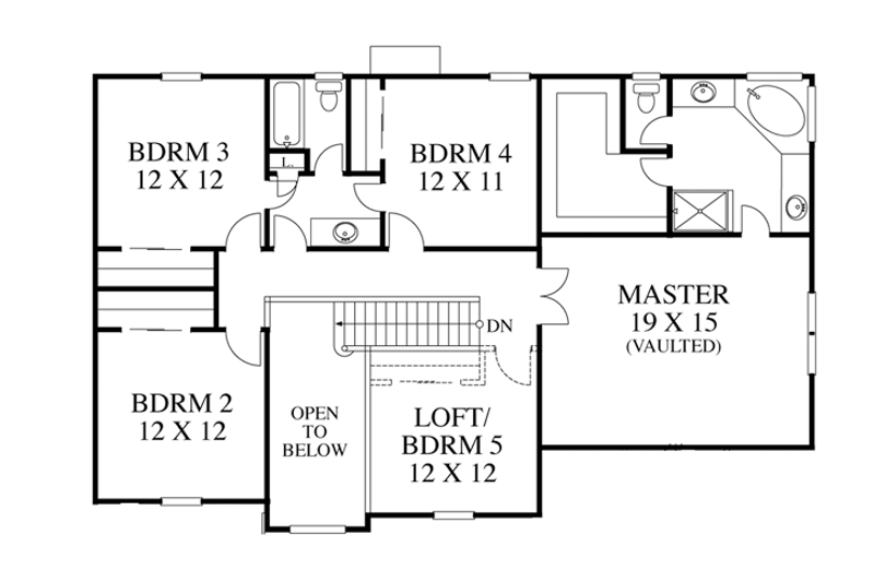 Architectural House Design - Floor Plan - Upper Floor for Traditional House Plan #1053-55 - 4 bed, 3 bath