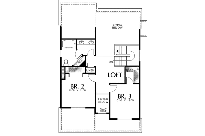 Architectural House Design - Floor Plan - Upper Floor for Craftsman House Plan #48-794 - 3 bed, 2 bath