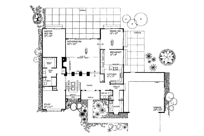 Home Plan - Floor Plan - Main Floor for Contemporary House Plan #72-721 - 3 bed, 2.5 bath