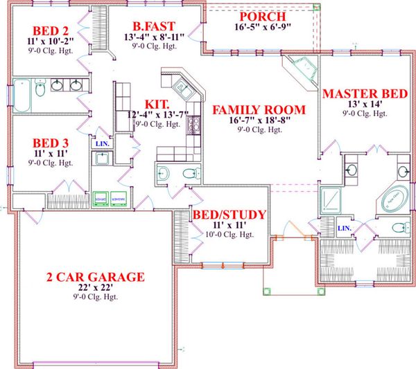 Traditional Floor Plan - Main Floor Plan #63-218