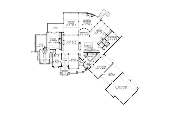 Floor Plan - Main Floor for Ranch House Plan #54-458 - 2 bed, 2.5 bath