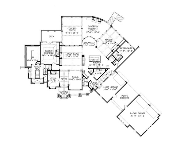 House Design - Ranch Floor Plan - Main Floor Plan #54-458