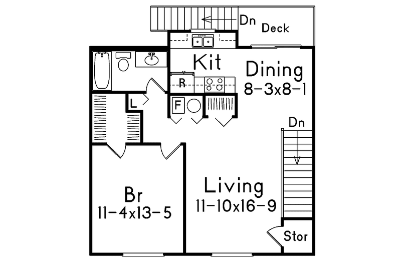 Home Plan - Floor Plan - Upper Floor for Traditional House Plan #57-632 - 1 bed, 1 bath