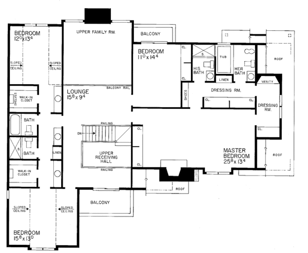 House Blueprint - Tudor Floor Plan - Upper Floor Plan #72-746
