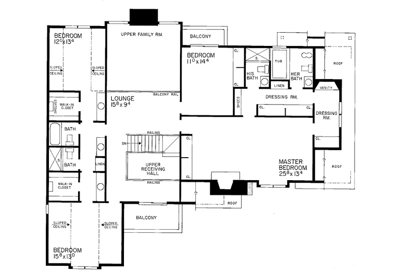 Home Plan - Floor Plan - Upper Floor for Tudor House Plan #72-746 - 5 bed, 5 bath