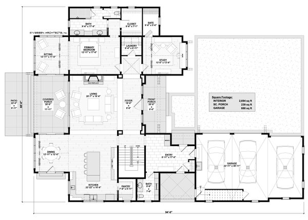 Farmhouse Floor Plan - Main Floor Plan #928-399