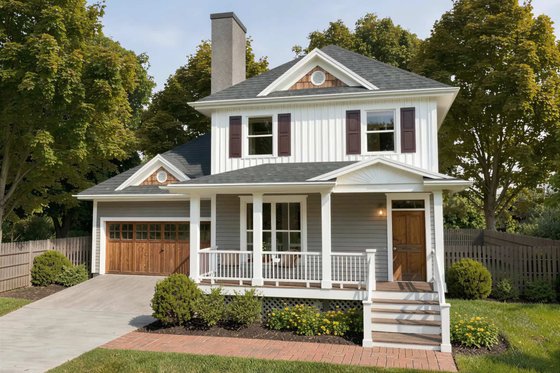 Exterior - Front Elevation for Farmhouse House Plan #79-201 - 3 bed, 2.5 bath