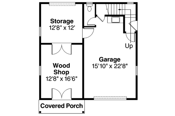 Floor Plan - Main Floor for Craftsman House Plan #124-660, 1 bath