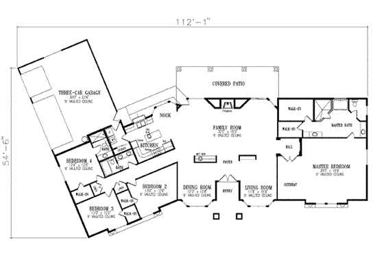 Floor Plan - Main Floor for Adobe / Southwestern House Plan #1-775 - 4 bed, 3 bath