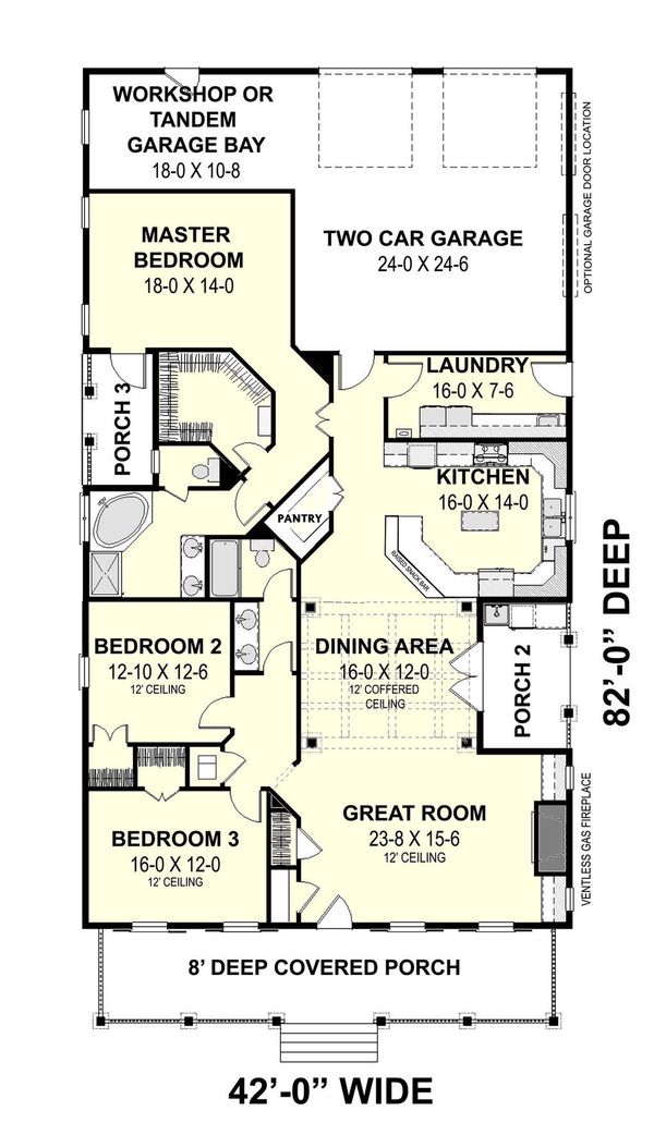 Home Plan - Southern Floor Plan - Main Floor Plan #44-192