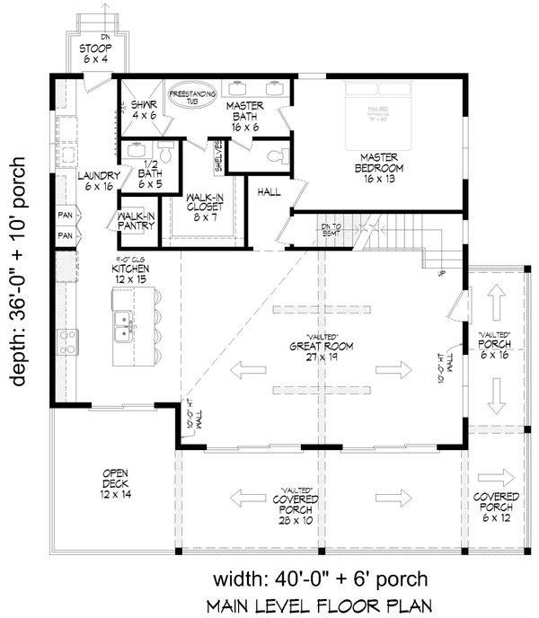 Country Floor Plan - Main Floor Plan #932-1181