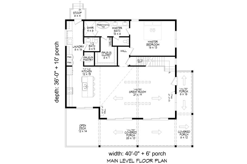 House Blueprint - Floor Plan - Main Floor for Country House Plan #932-1181 - 3 bed, 2.5 bath
