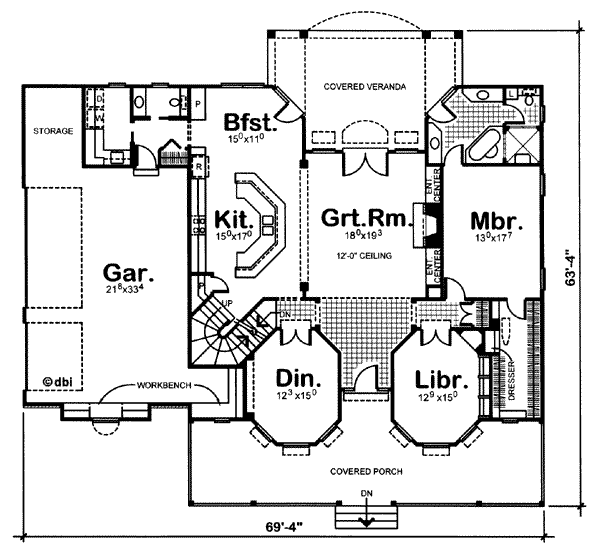 House Plan Design - Traditional Floor Plan - Main Floor Plan #20-1030