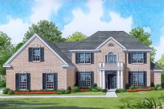 Exterior - Front Elevation for Colonial House Plan #424-7 - 4 bed, 4.5 bath