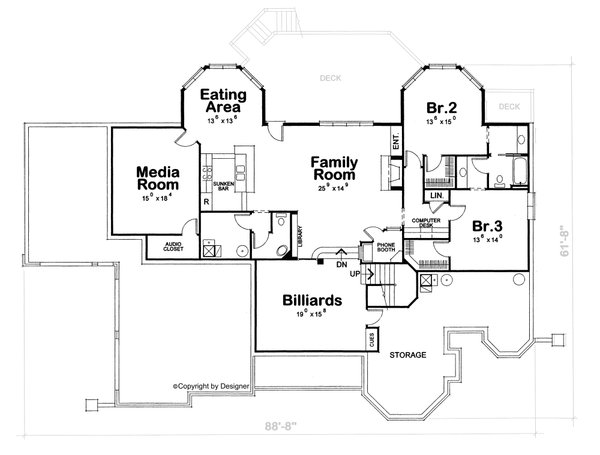 House Plan Design - European Floor Plan - Lower Floor Plan #20-1818