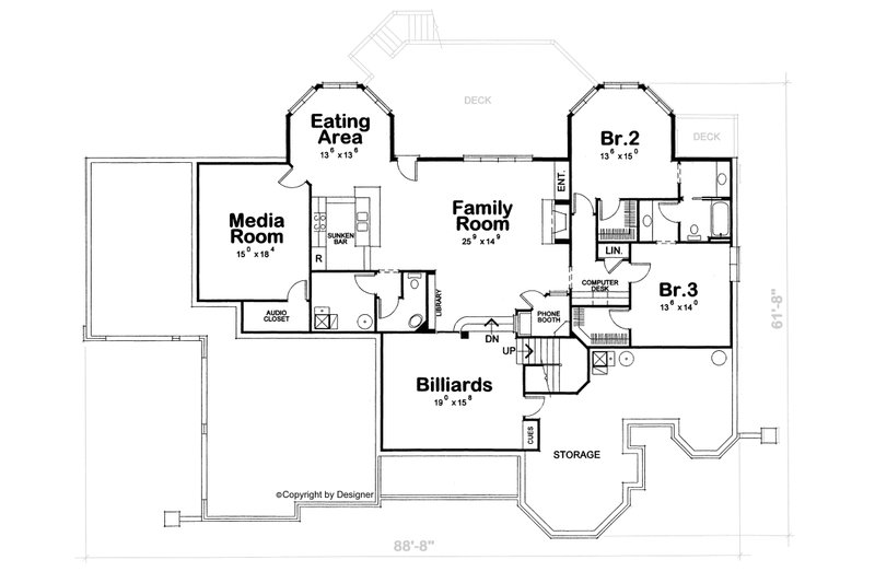 Home Plan - Floor Plan - Lower Floor for European House Plan #20-1818 - 3 bed, 4 bath