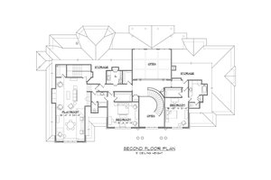 Floor Plan - Upper Floor for European House Plan #1054-92 - 4 bed, 4.5 bath