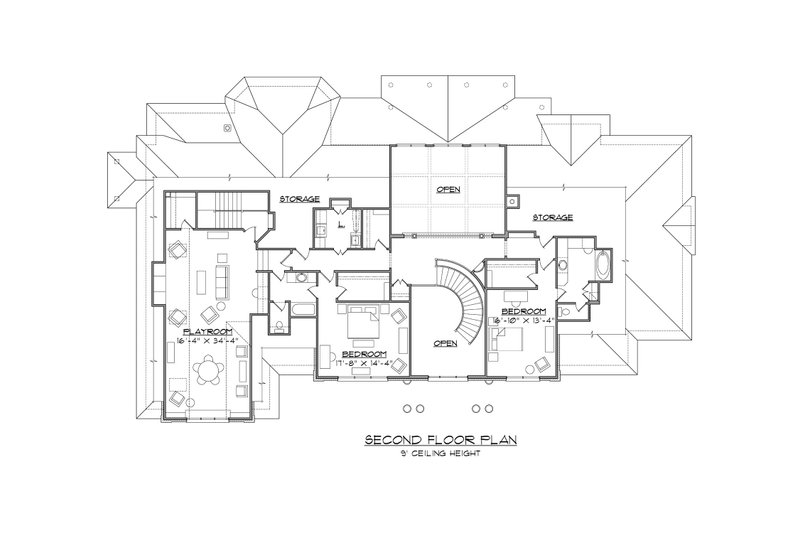 Dream House Plan - Floor Plan - Upper Floor for European House Plan #1054-92 - 4 bed, 4.5 bath