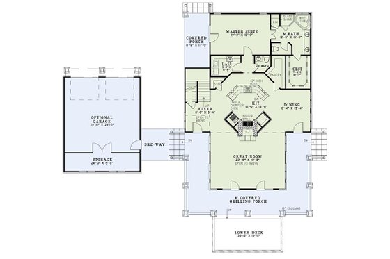 Floor Plan - Main Floor for Country House Plan #17-3305 - 4 bed, 3 bath