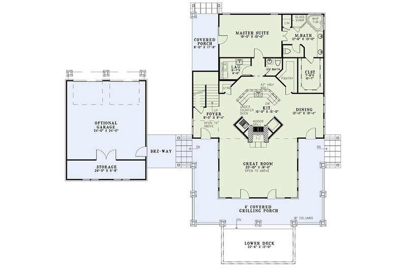 Dream House Plan - Floor Plan - Main Floor for Country House Plan #17-3305 - 4 bed, 3 bath