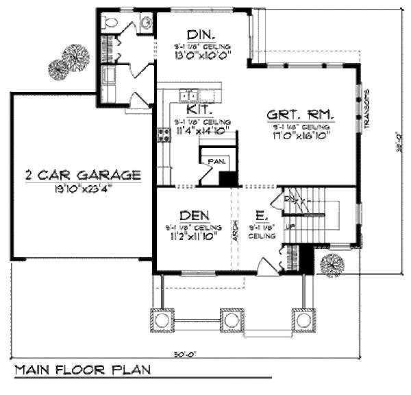 House Blueprint - Craftsman Floor Plan - Main Floor Plan #70-907