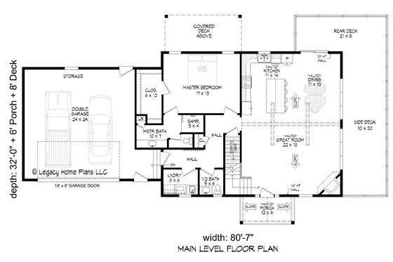 Floor Plan - Main Floor for Southern House Plan #932-796 - 3 bed, 2.5 bath
