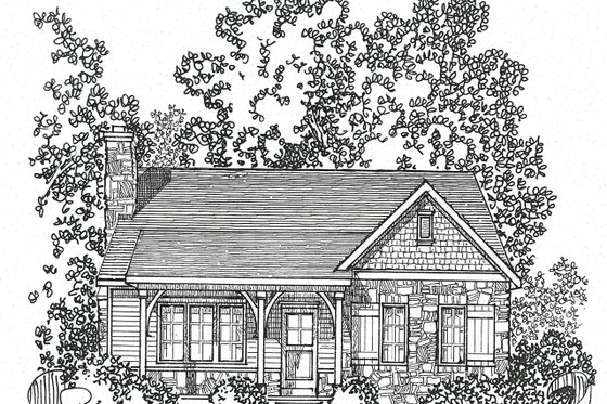 Exterior - Front Elevation 3 for Cottage House Plan #22-570 - 2 bed, 2 bath