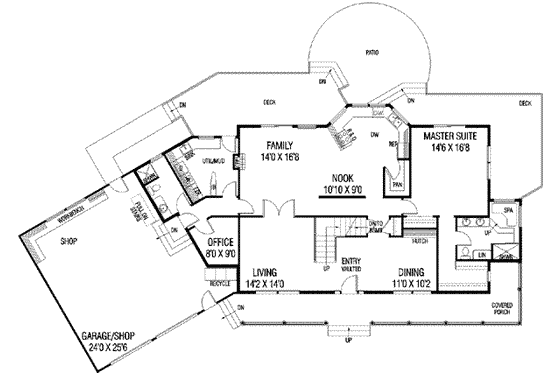 Floor Plan - Main Floor for Traditional House Plan #60-489 - 3 bed, 3 bath