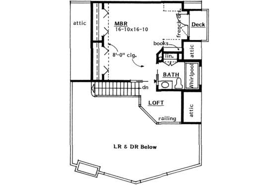 Floor Plan - Upper Floor for Cabin House Plan #126-106 - 2 bed, 2 bath