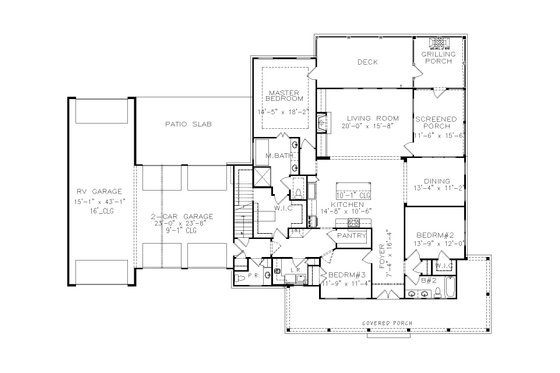 Floor Plan - Main Floor for Farmhouse House Plan #54-471 - 3 bed, 2.5 bath