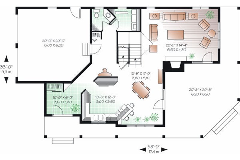 Dream House Plan - Floor Plan - Main Floor for Country House Plan #23-744 - 3 bed, 2.5 bath