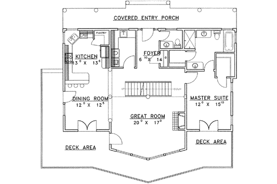 Floor Plan - Main Floor for Modern House Plan #117-380 - 3 bed, 2.5 bath