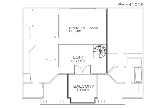 Floor Plan - Upper Floor for Contemporary House Plan #8-226 - 1 bed, 2 bath