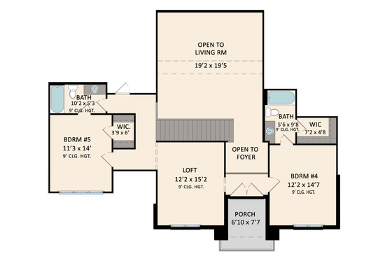 Floor Plan - Upper Floor for Traditional House Plan #1081-48 - 5 bed, 5.5 bath