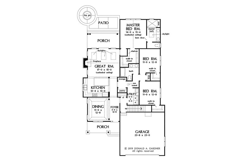 House Blueprint - Floor Plan - Main Floor for Cottage House Plan #929-1093 - 3 bed, 2 bath