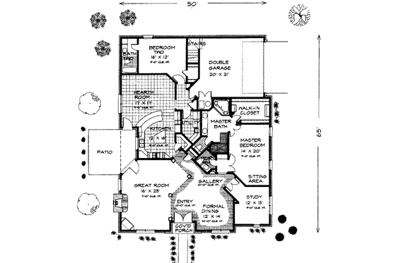 Floor Plan - Main Floor for European House Plan #310-264 - 2 bed, 2.5 bath
