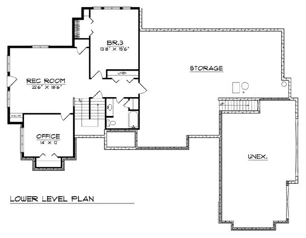 Dream House Plan - Traditional Floor Plan - Lower Floor Plan #70-758