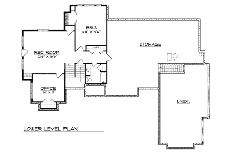 Dream House Plan - Floor Plan - Lower Floor for Traditional House Plan #70-758 - 3 bed, 3 bath