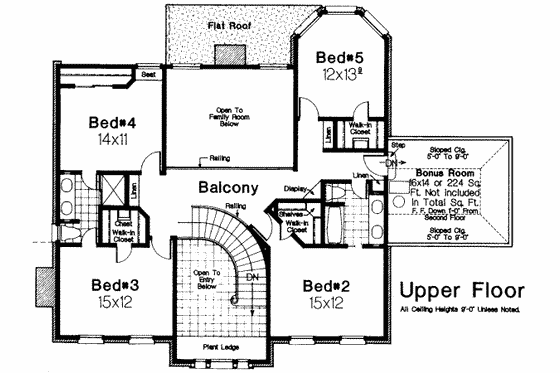 Floor Plan - Upper Floor for European House Plan #310-222 - 5 bed, 3.5 bath