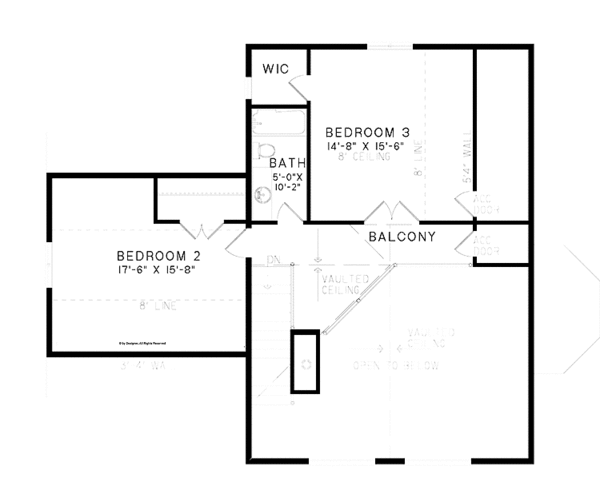 House Design - Country Floor Plan - Upper Floor Plan #17-3348