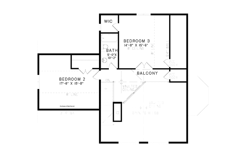 House Design - Floor Plan - Upper Floor for Country House Plan #17-3348 - 3 bed, 2.5 bath