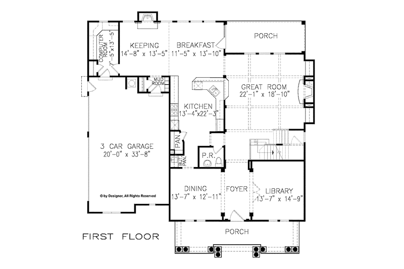 Home Plan - Floor Plan - Main Floor for Traditional House Plan #54-342 - 5 bed, 4.5 bath