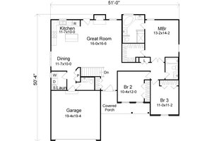 Floor Plan - Main Floor for European House Plan #22-524 - 3 bed, 2.5 bath
