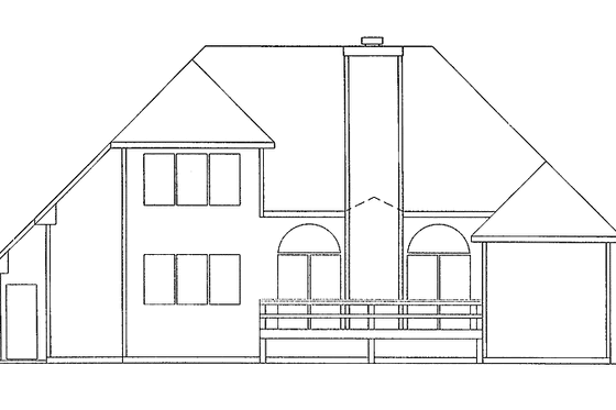 Exterior - Rear Elevation for Mediterranean House Plan #56-645 - 3 bed, 2.5 bath